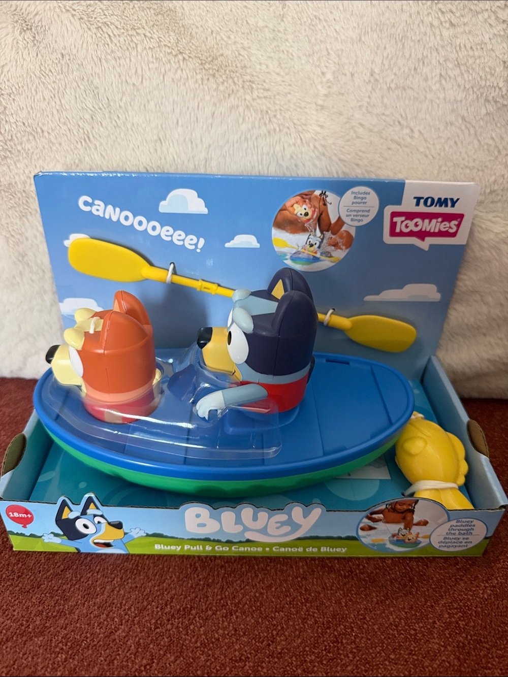 Tomy Toomies Bluey Pull & Go Canoe Toy - Blue, Yellow, Red